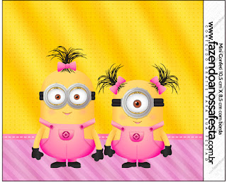 Minions Chicas: Etiquetas para Candy Bar para Imprimir Gratis. Etiquetas de Minions Chicas para imprimir gratis.