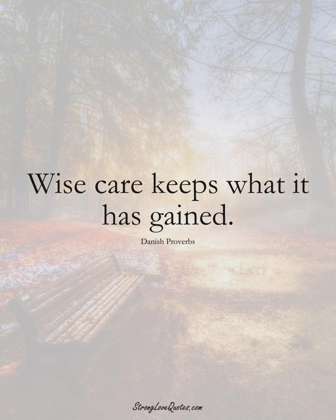 Wise care keeps what it has gained. (Danish Sayings);  #EuropeanSayings