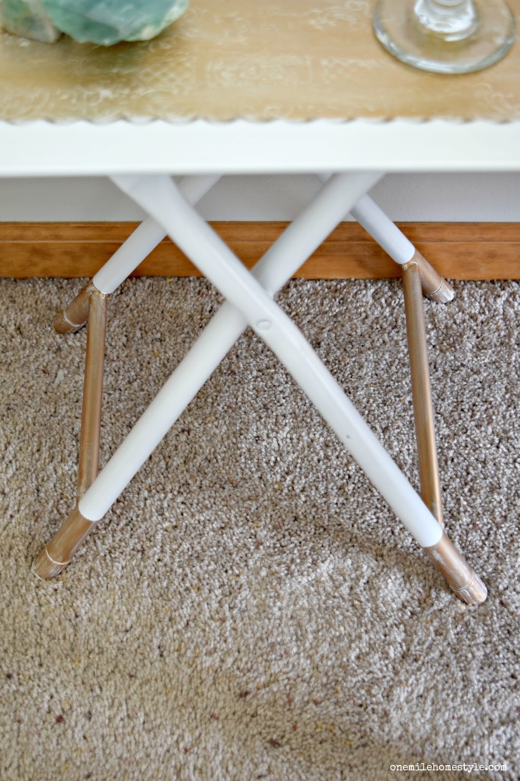 Thrift Store Throwdown White and Gold Accent Table