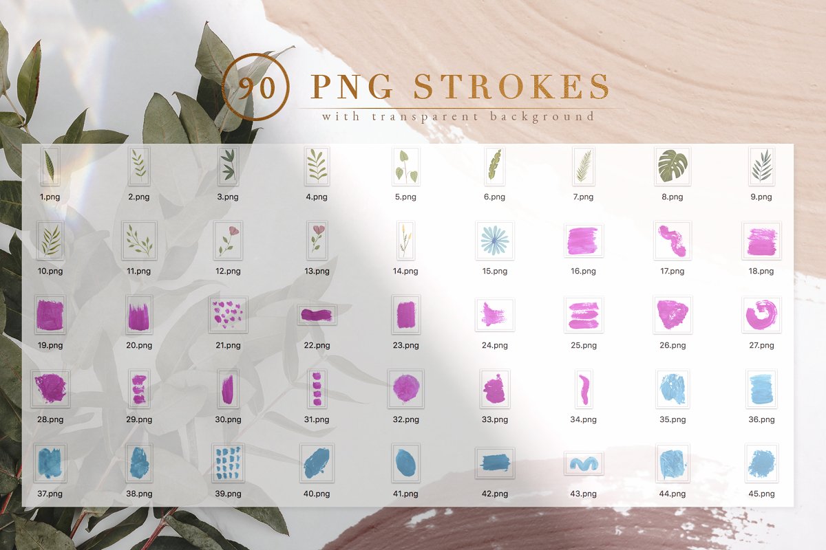 90 Procreate Stamps & Photoshop Brushes (PNG, JPG, ABR, Brushset)