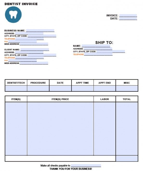 Dentist Receipt Invoice Template Dentist Receipt Invoice Template