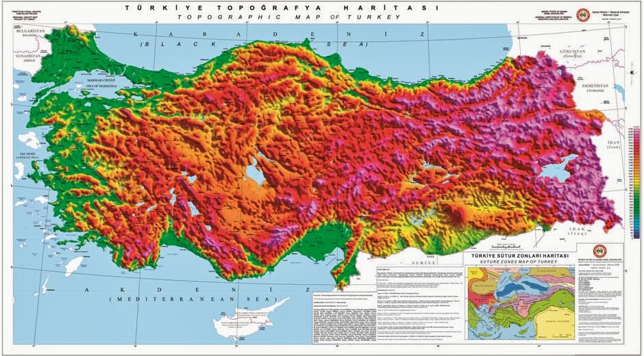 Физическая карта турции на русском языке большого формата