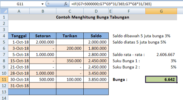 Menghitung Bunga Tabungan Bank Dengan Rumus Dalam Microsoft Excel Adhe Pradiptha