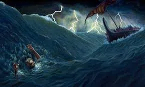 El profeta Jonás echado o tirado al mar