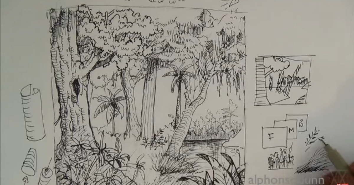 How to draw a forest scene or background by Alphonso Dunn