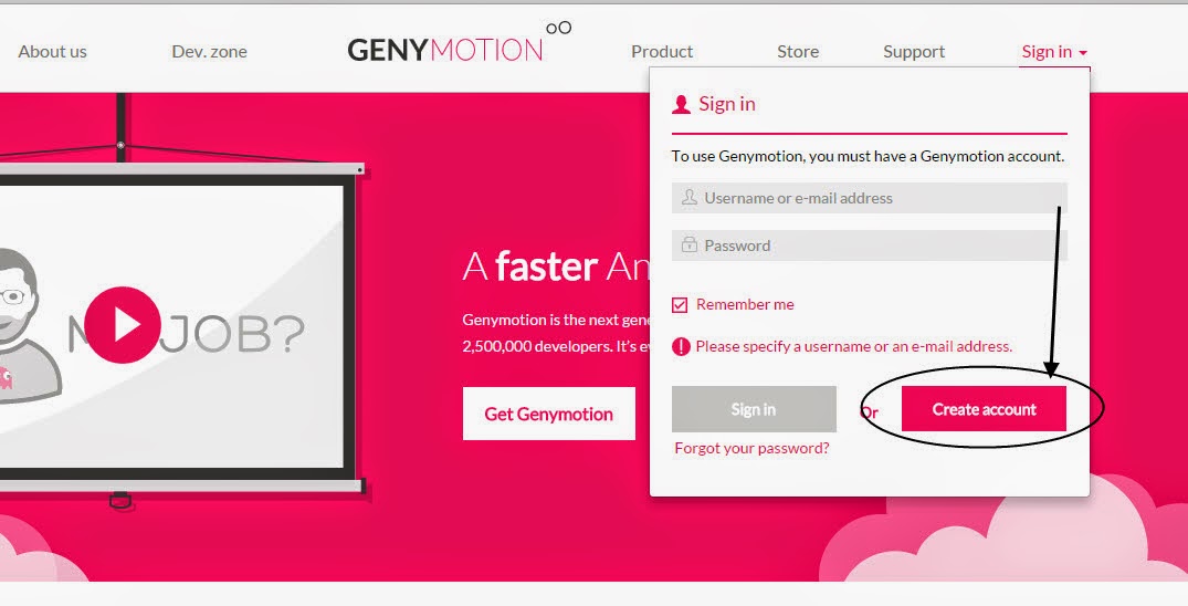 genymotion sign up genymotion sign up