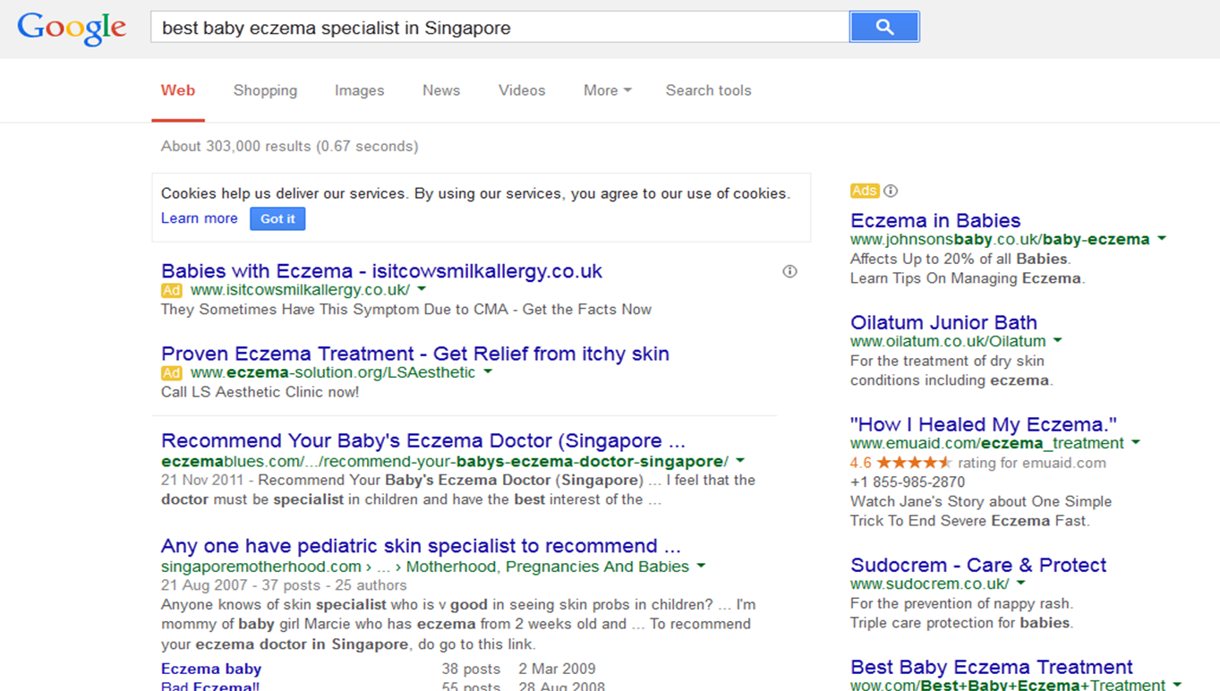 Baby eczema Singapore