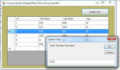 update datagridview selected row