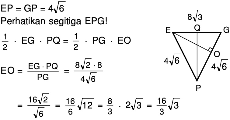 Diketahui Kubus Abcd Efgh Dengan Panjang Rusuk 8 Cm Jarak Titik E Ke Bidang Bdg Adalah Mas Dayat