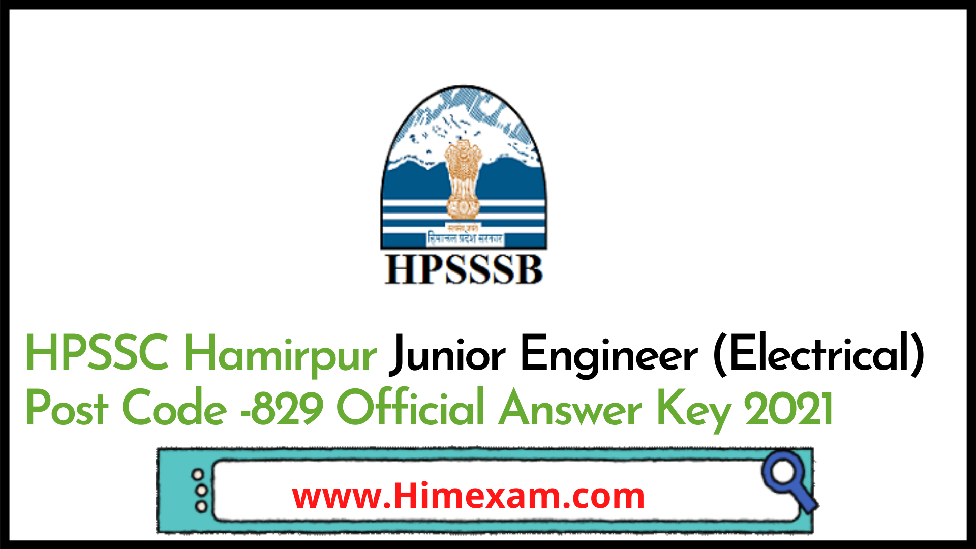 HPSSC Hamirpur Junior Engineer (Electrical) Post Code -829 Official Answer Key 2021 HPSSC Hamirpur Junior Engineer (Electrical) Post Code -829 Official Answer Key 2021