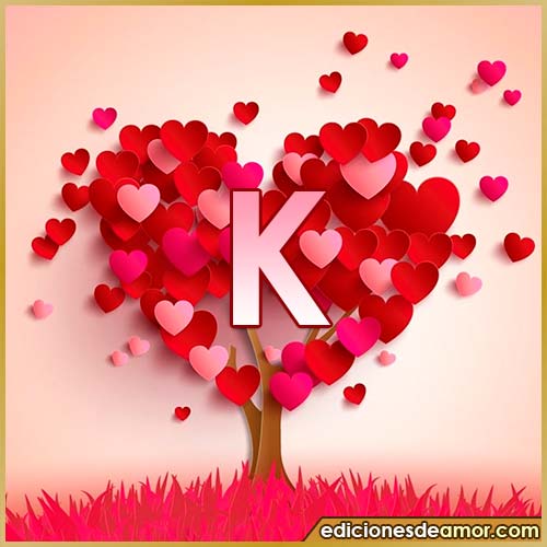 árbol de corazones con letra K