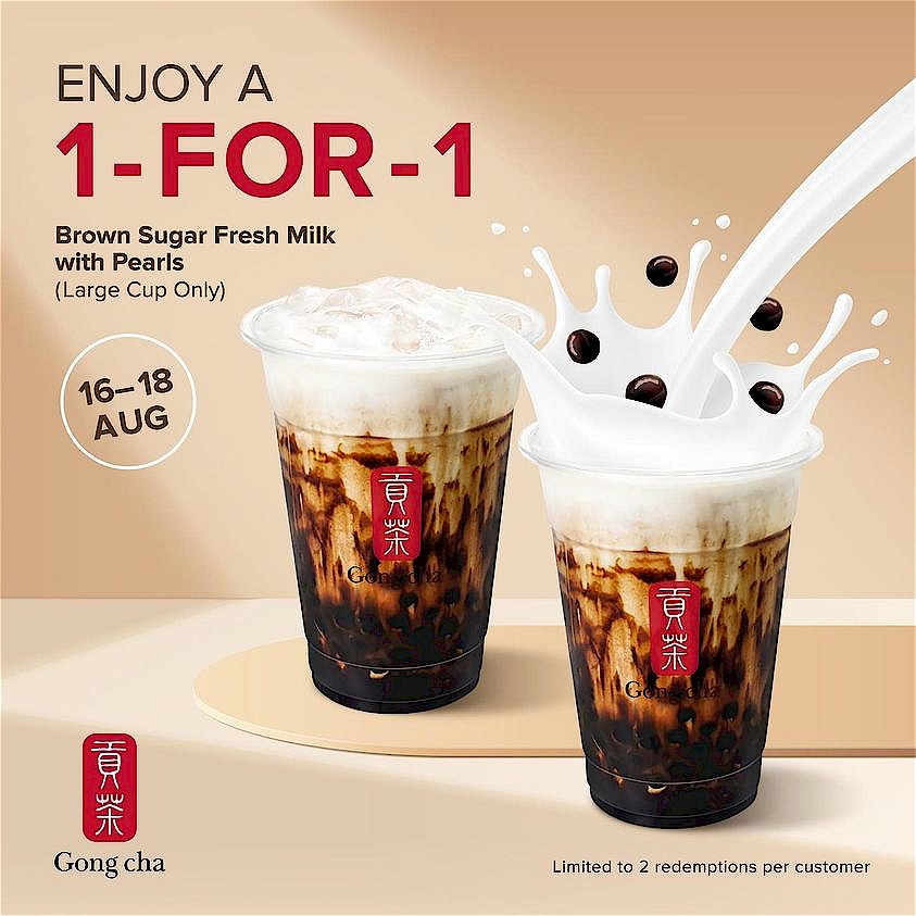 Gong Cha 1For1 Brown Sugar Fresh Milk With Pearl From 16 18 Aug