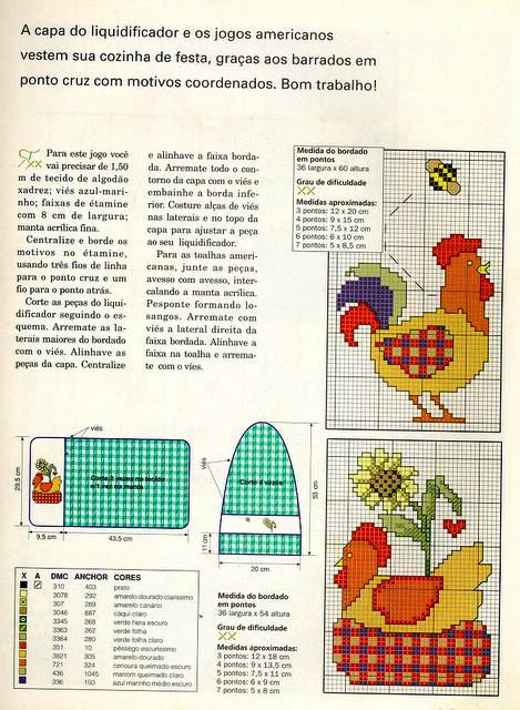 gráfico ponto cruz - galinhas