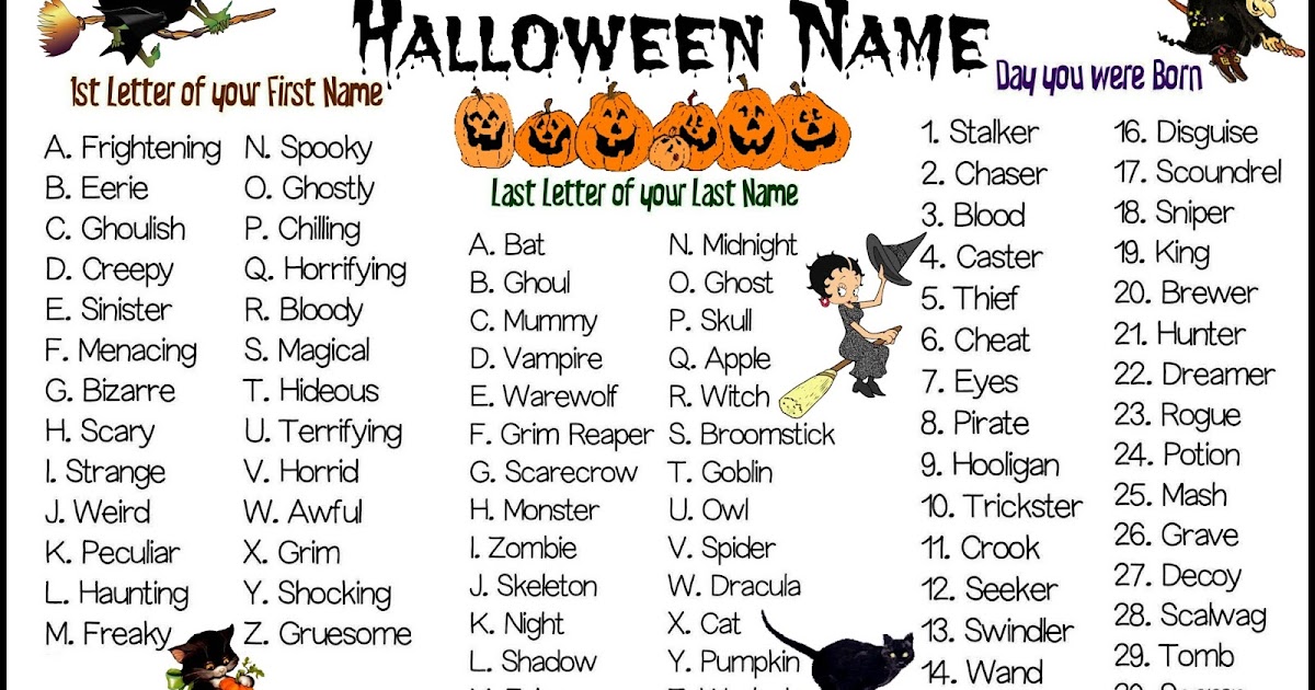Daveswordsofwisdom.com: What Is Your Halloween Name?