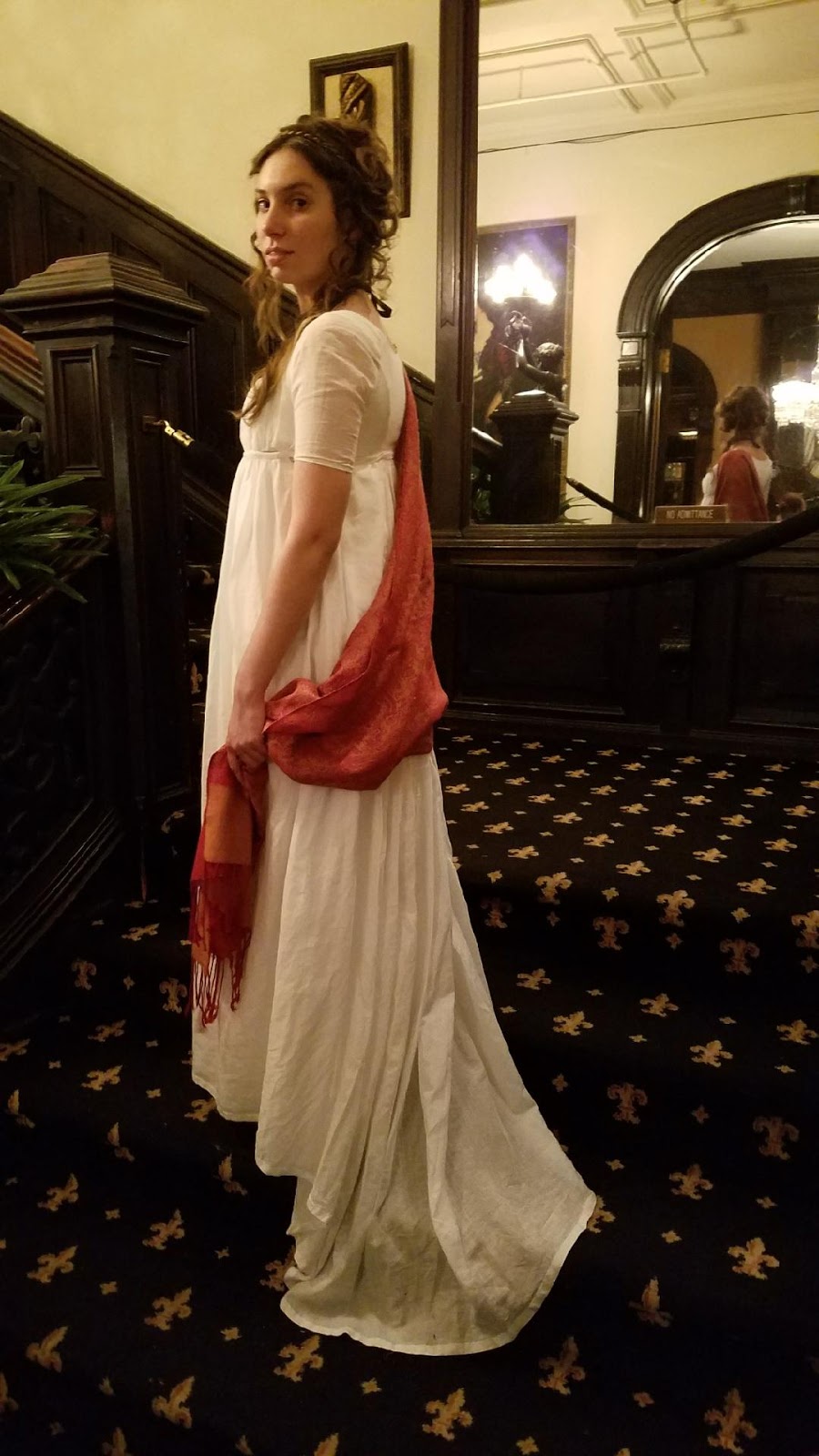 1790s or Early Regency ApronFront Gown