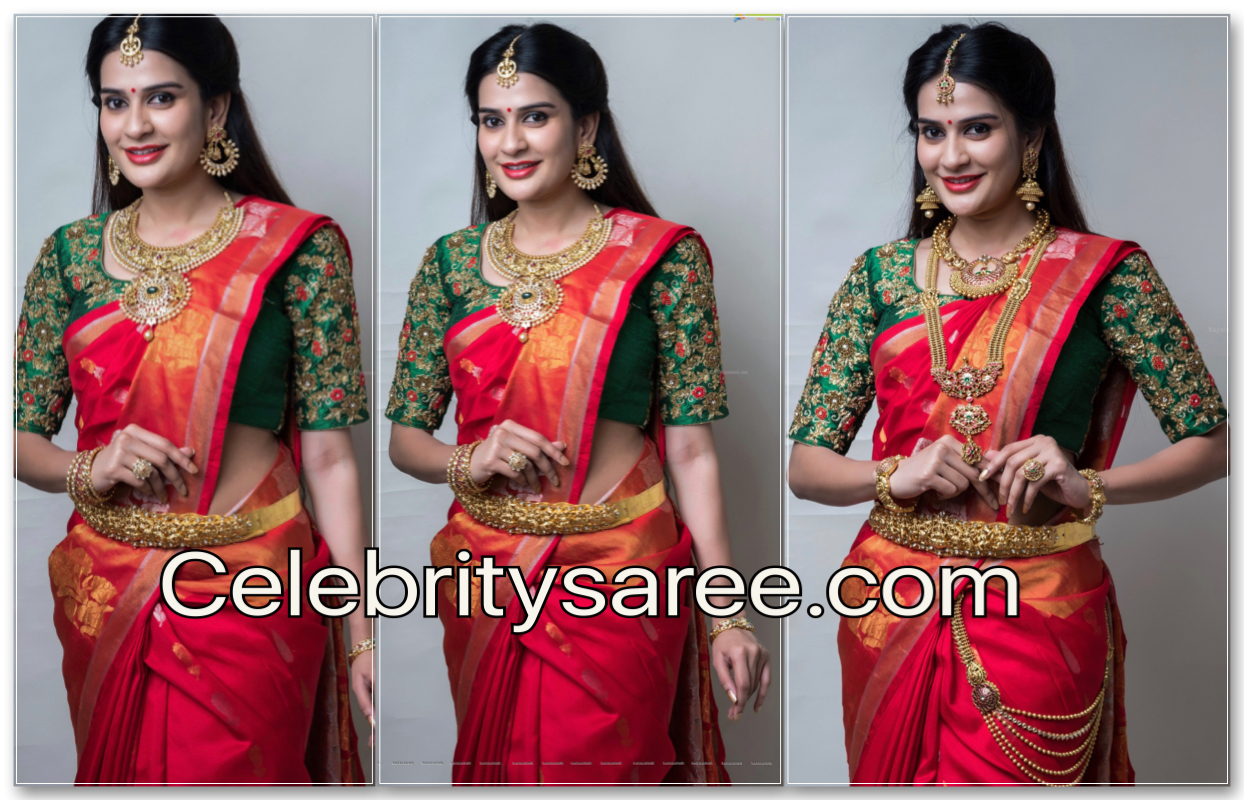 Jenny Honey Red Silk Saree - Saree Blouse Patterns