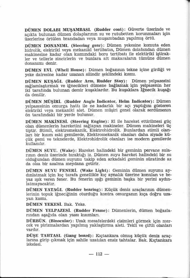 Denizci Sözlüğü: GEMİ TERİMLERİ - D HARFİ