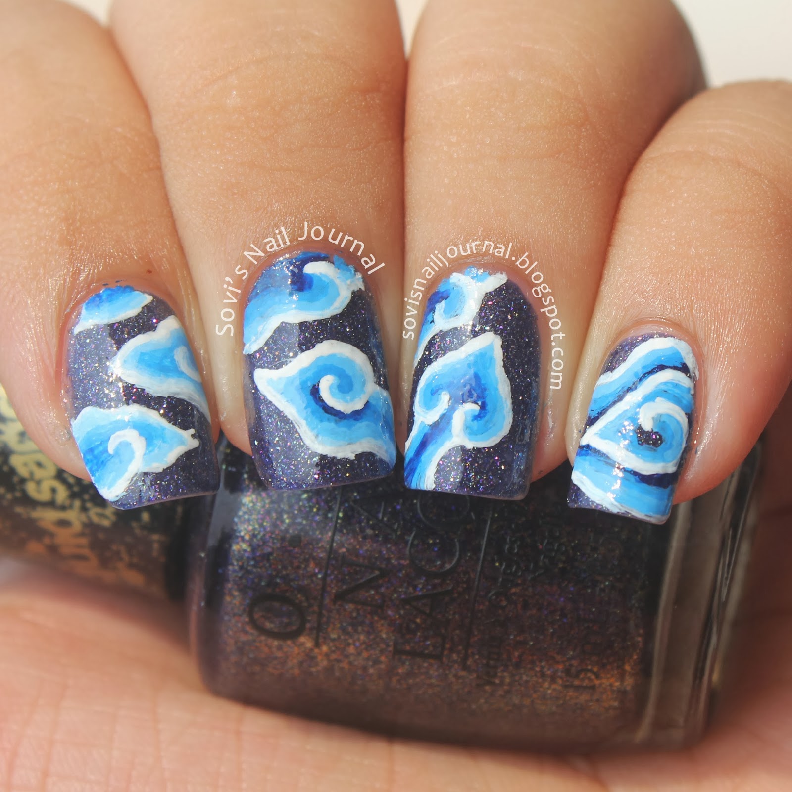 Sovi's Nail Journal International Batik Day NOTD Mega Mendung Nails