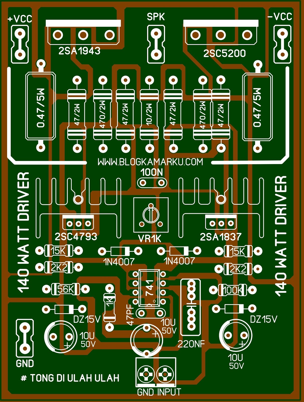 Power Amplifire Driver 140 watt Versi 2 Mono BLOGKAMARKU