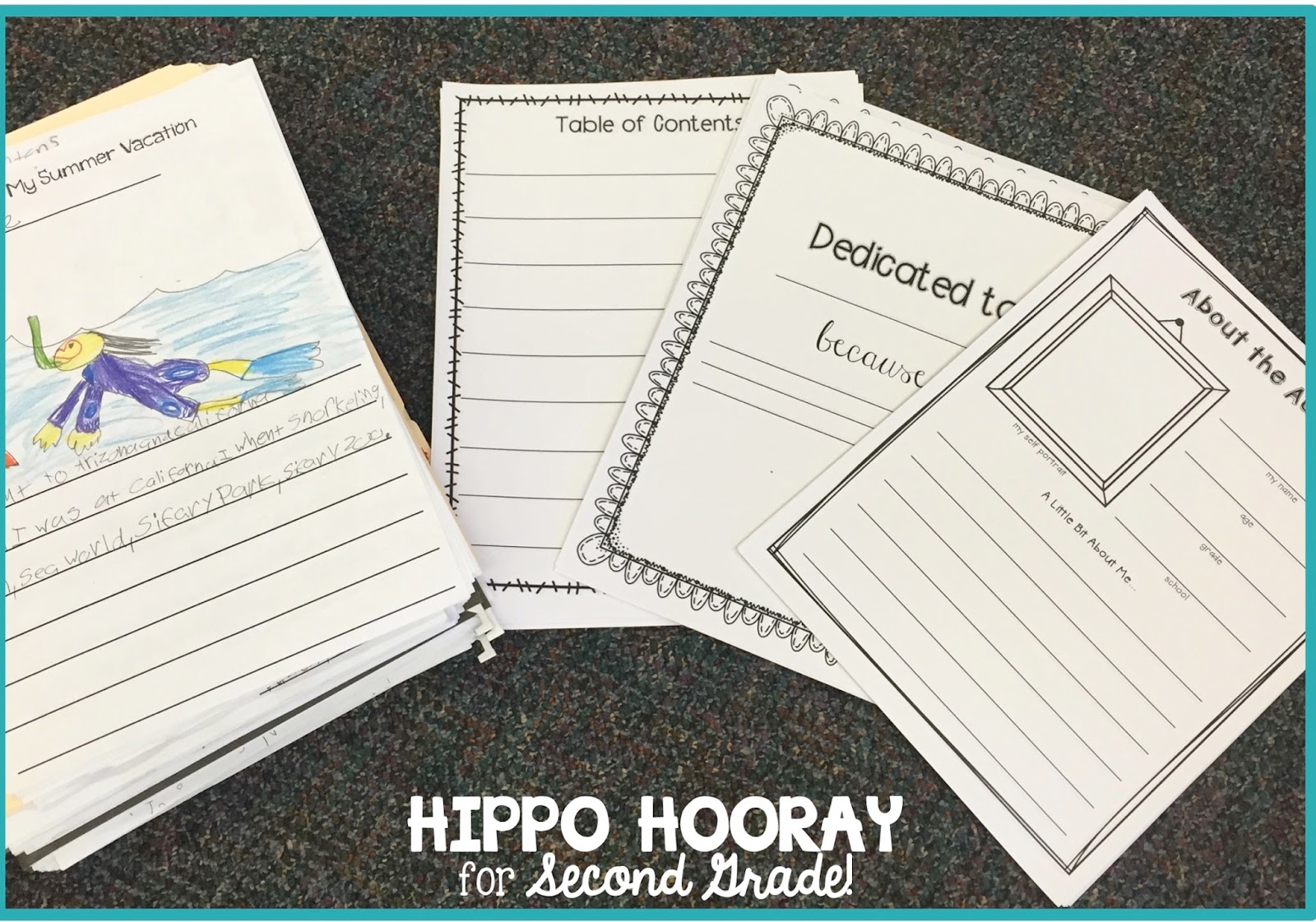 Student Writing Keepsake Books Hippo Hooray for Second Grade!