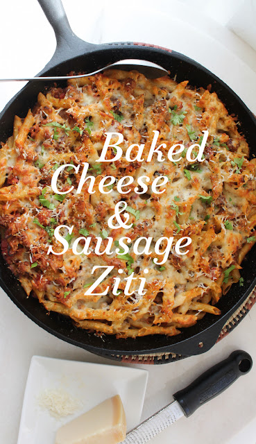 Food Lust People Love: Baked Cheese and Sausage Ziti #BakingBloggers