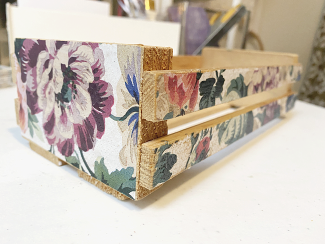 smooth finish on decoupaged crate