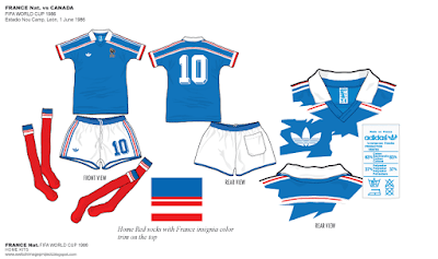 Football teams shirt and kits fan: France World Cup 1986 Home Kits