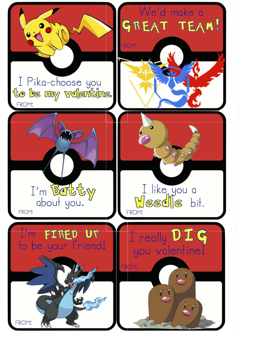 Printable Pokemon Valentine Cards - Printable Word Searches