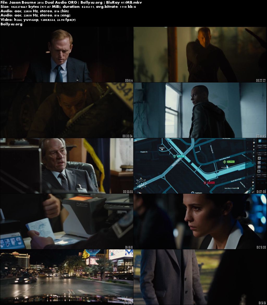 Jason Bourne 2016 BluRay Hindi 720p Dual Audio ORG 950MB Download