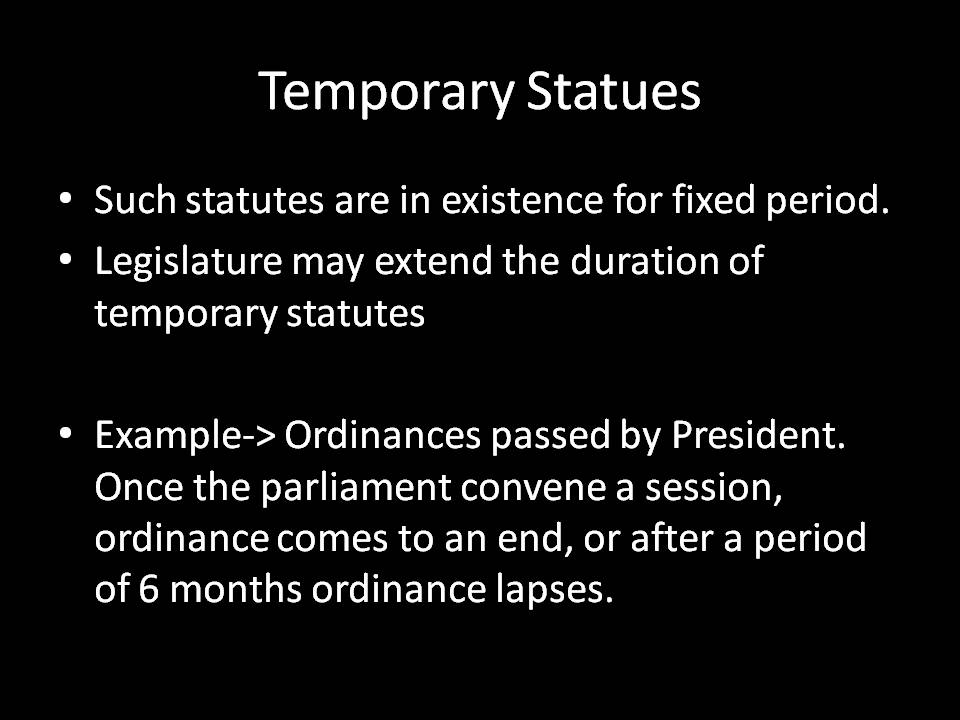 Interpretation of Statutes Types of statues