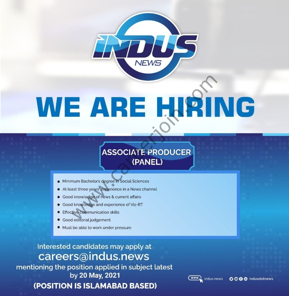 careersindus.news Indus News Jobs 2021 in Pakistan