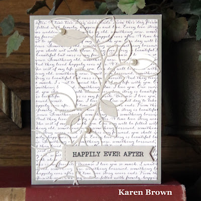 A handmade card using Echo Park's  Wedding Bliss patterned papers.