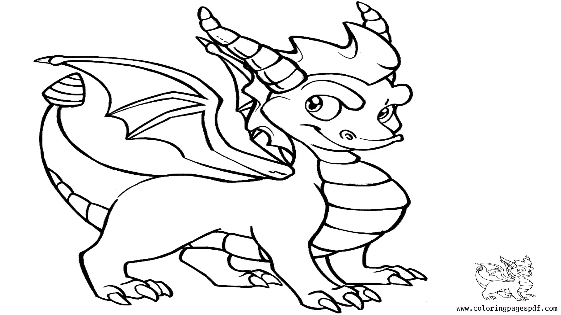 Coloring Page Of A Cartoon Baby Dragon