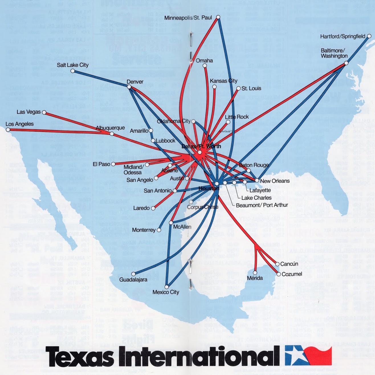 Airline Timetables Texas International Airlines January, 1981