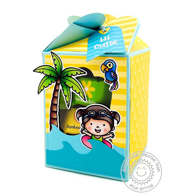 Sunny Studio Stamps: Wrap Around Box Dies Coastal Cuties Sending Sunshine Treat Box by Anja Bytyqi