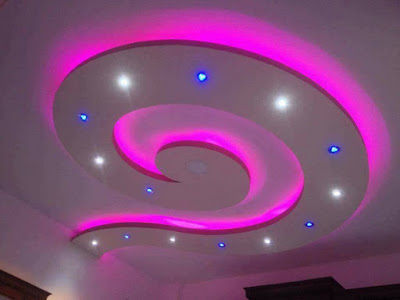false ceiling LED lights and POP wall lighting for modern living room-interiors 2019