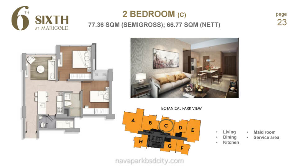 Denah Lantai Marigold NavaPark BSD Tipe 2BR Denah Lantai Marigold NavaPark BSD Tipe 2BR