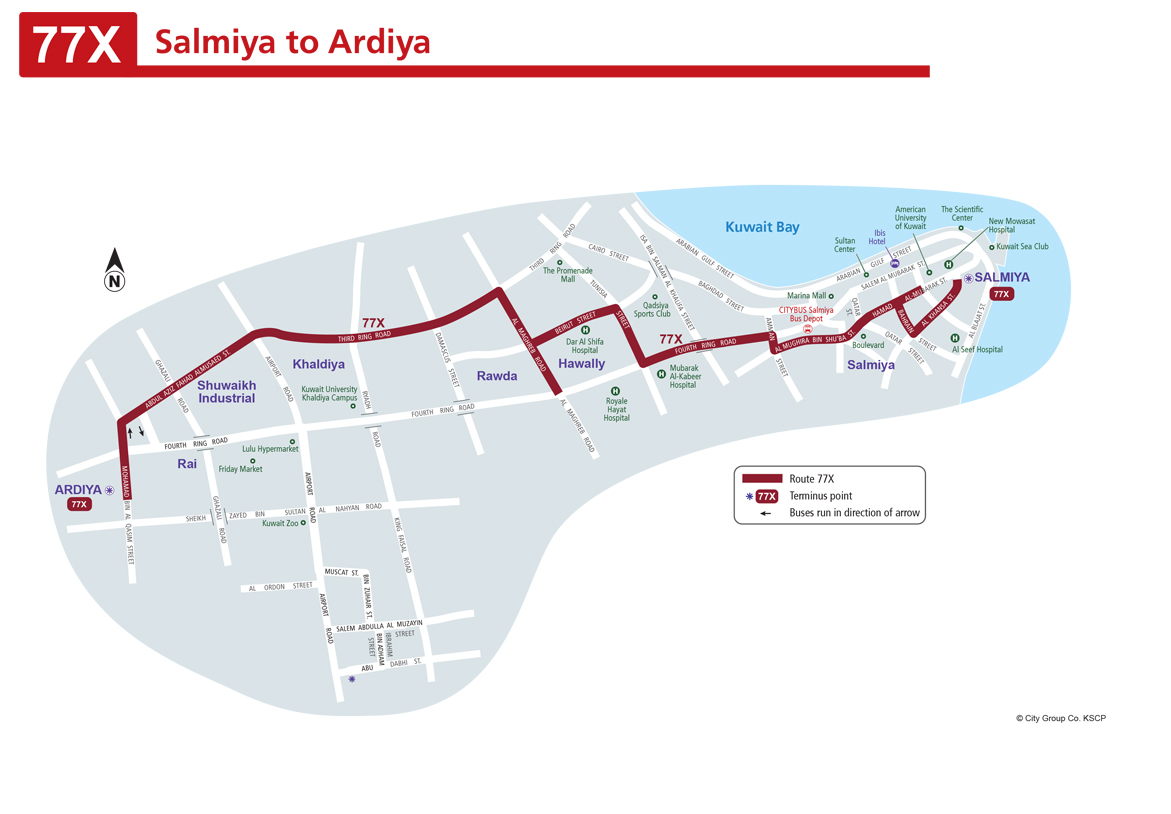 Kuwait Bus Route 77x bus route Salmiya to Ardiya