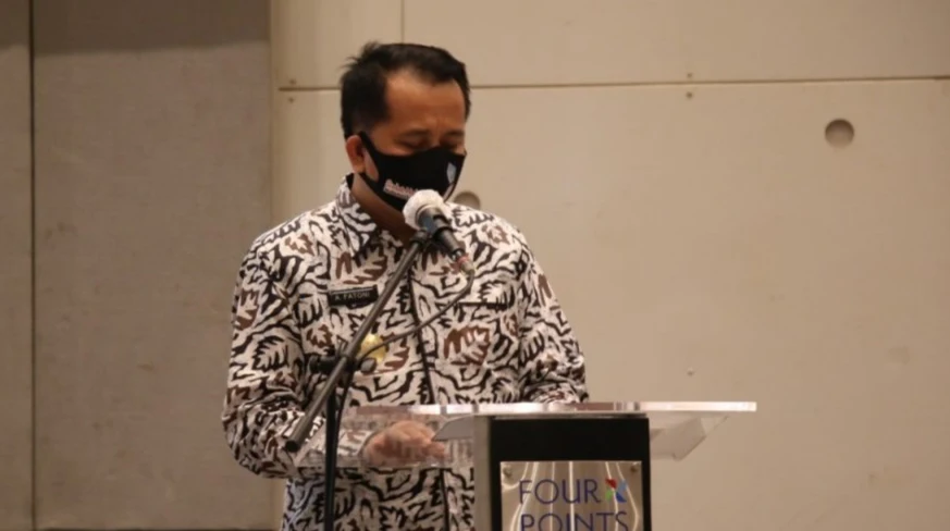 Pjs Gubernur Sulut, Agus Fatoni saat membawakan sambutan, Jumat (9/10/2020)
