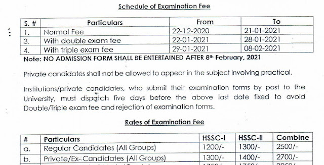 KIU exam 2021 HSSC-| & || Last Date Of Form Submission