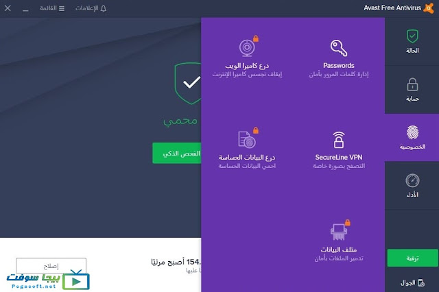 خصوصية برنامج افاست انتي فيرس