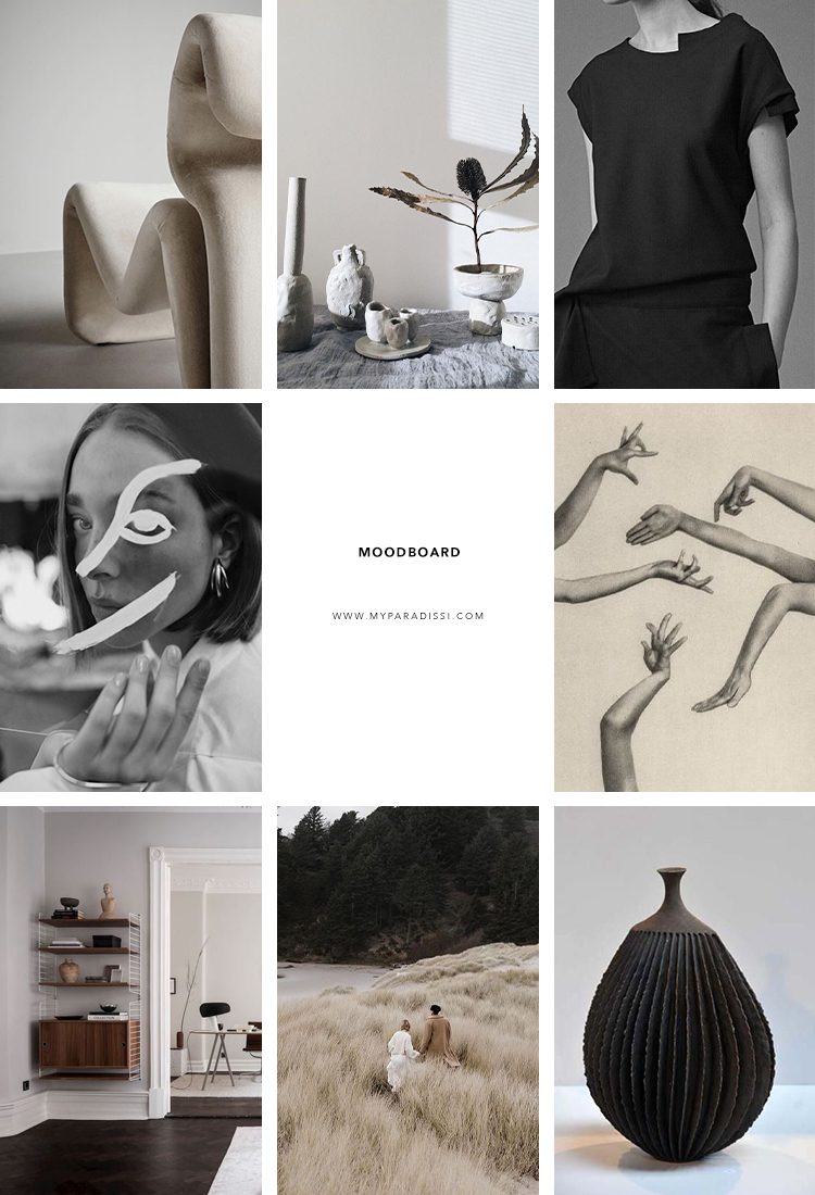Inspiration moodboard curated by Eleni Psyllaki for My Paradissi