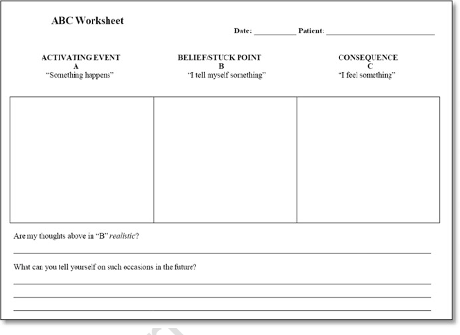Abc Cognitive Therapy Worksheet