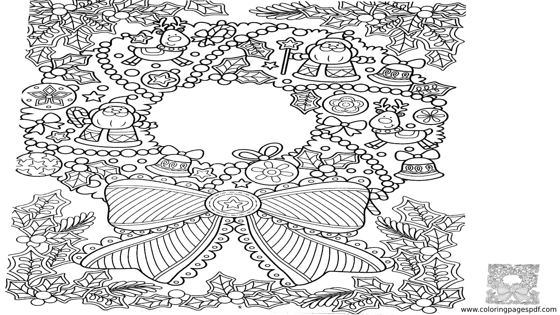 Coloring Page Of A Christmas Wreath