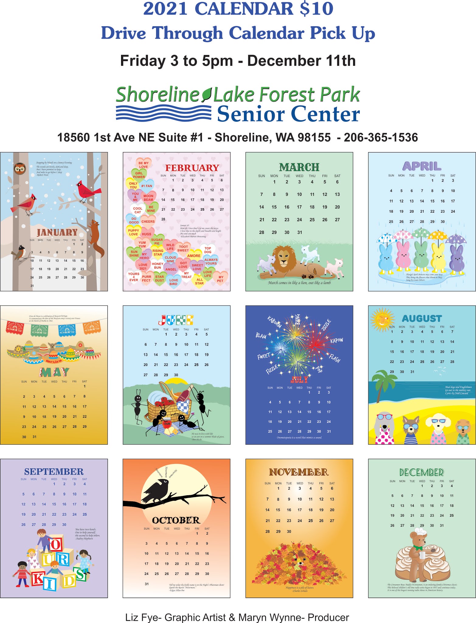 Shoreline Area News Buy your 2021 wall calendar at the Senior Center