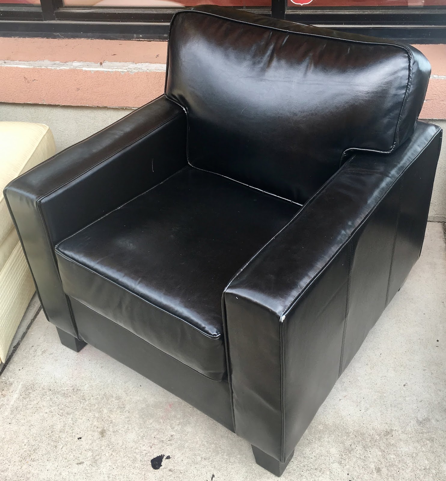 Uhuru Furniture & Collectibles Black Faux Leather Club Chair 150 SOLD