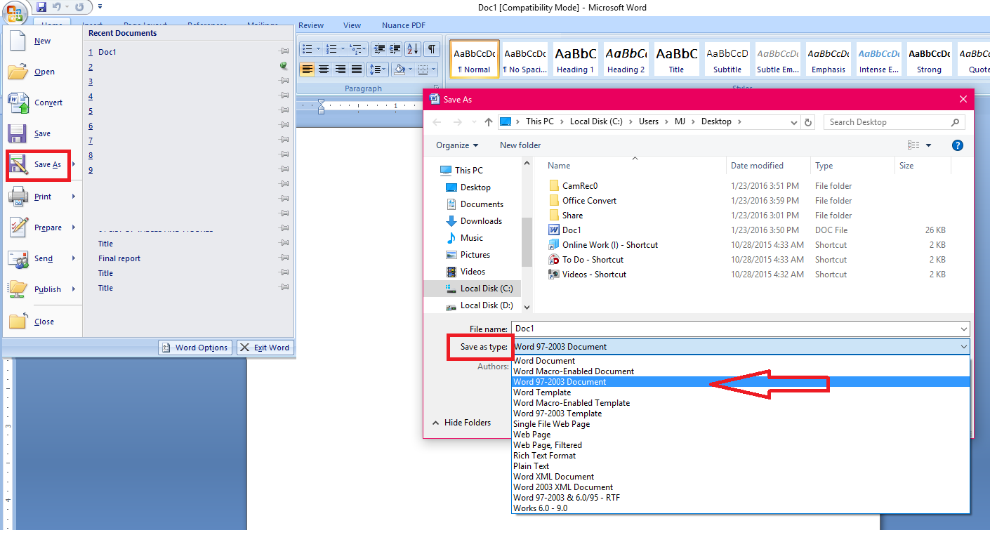 Learn New Things: How to Convert or Save Word, Excel and PowerPoint Files  into Older Version