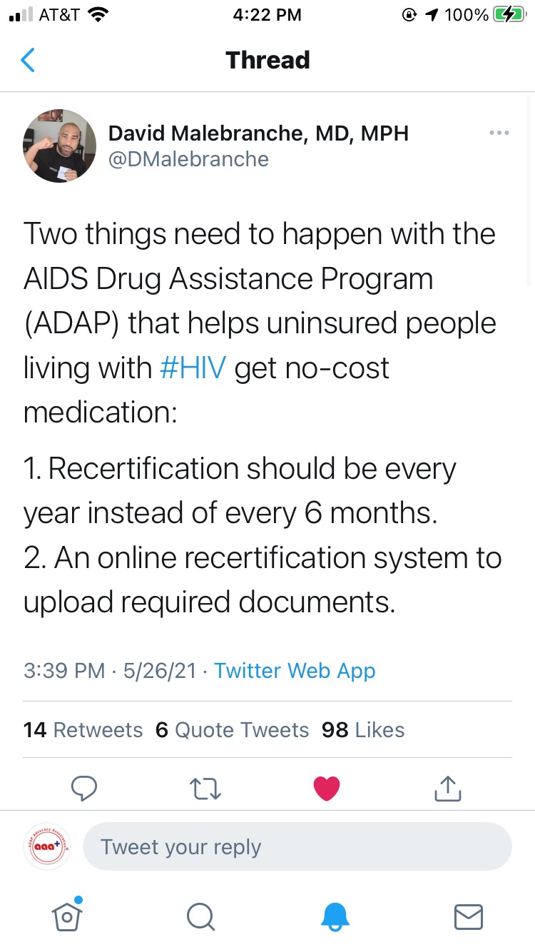 AIDS Drug Assistance Program Improving ADAP Recertification Reducing