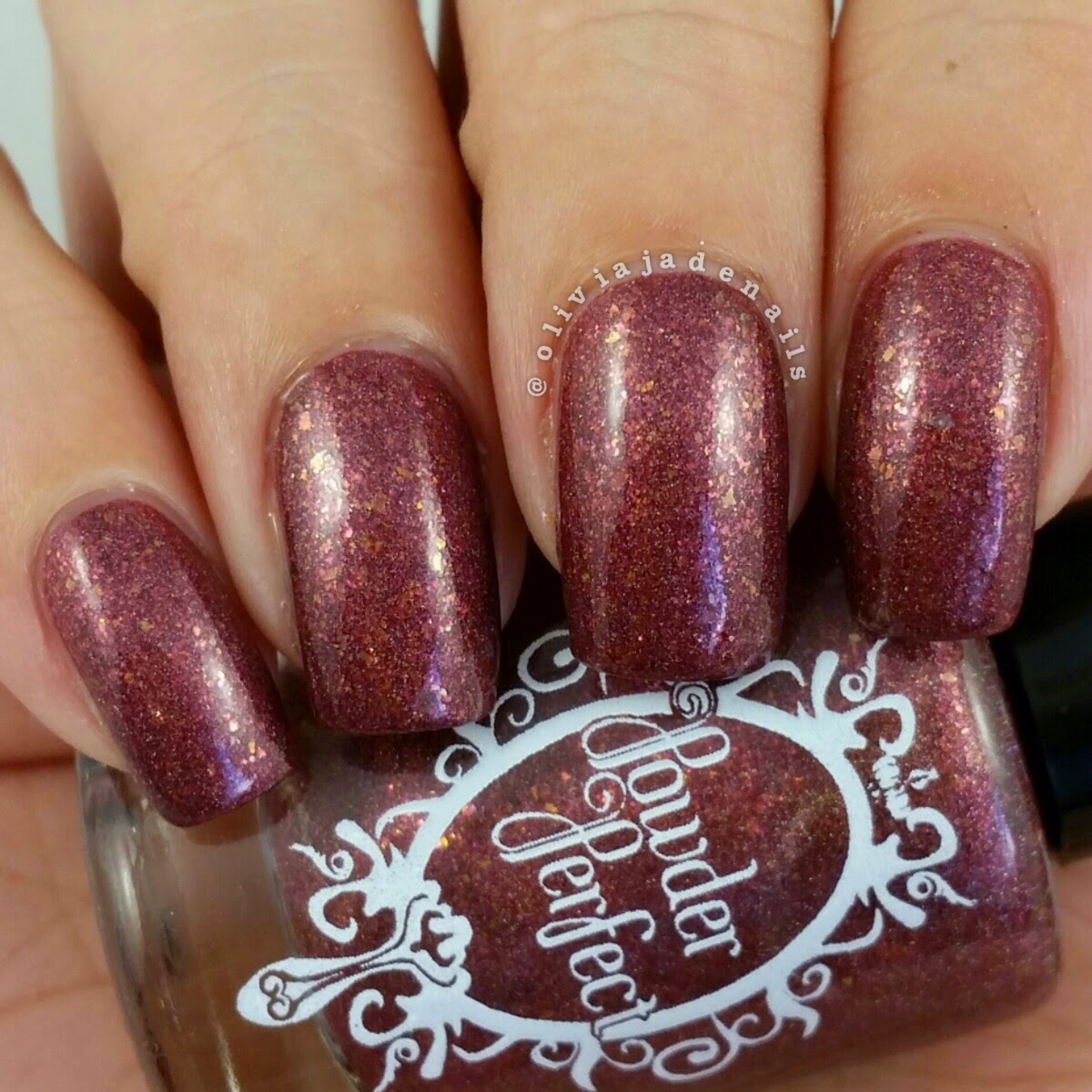 Powder Perfect Meet Me In The Glade swatched by Olivia Jade Nails