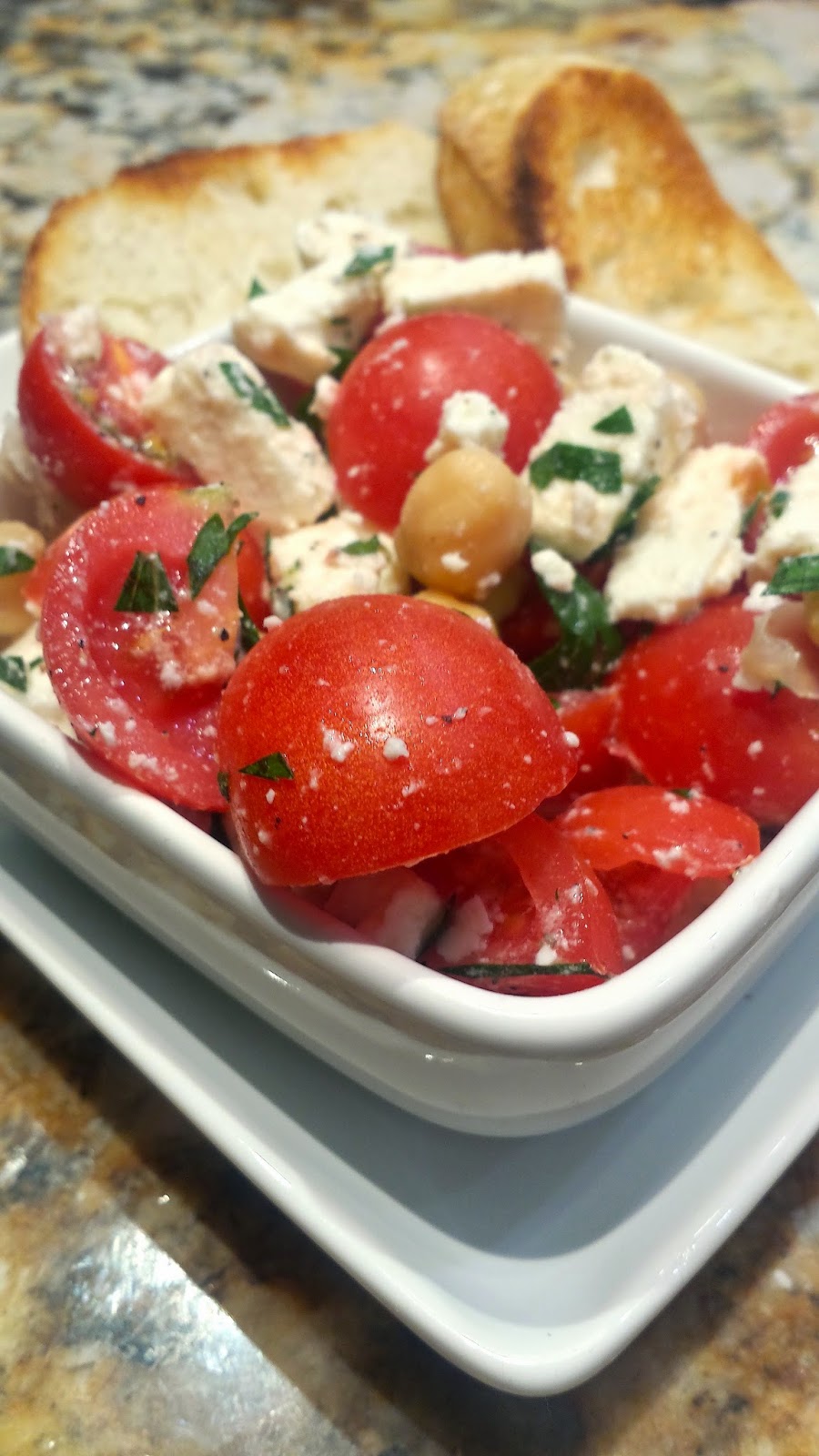 Chickpea and Feta Salad w/ Grape Tomatoes Eat My Paragraphs!